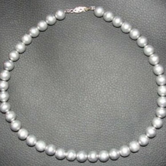 Art Deco Sterling Silver Ball Bead Necklace with Satin Finish